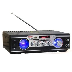 Amplificador Karaoke Som Ambiente Stereo Conexão Bluetooth Radio Fm Usb Le 706